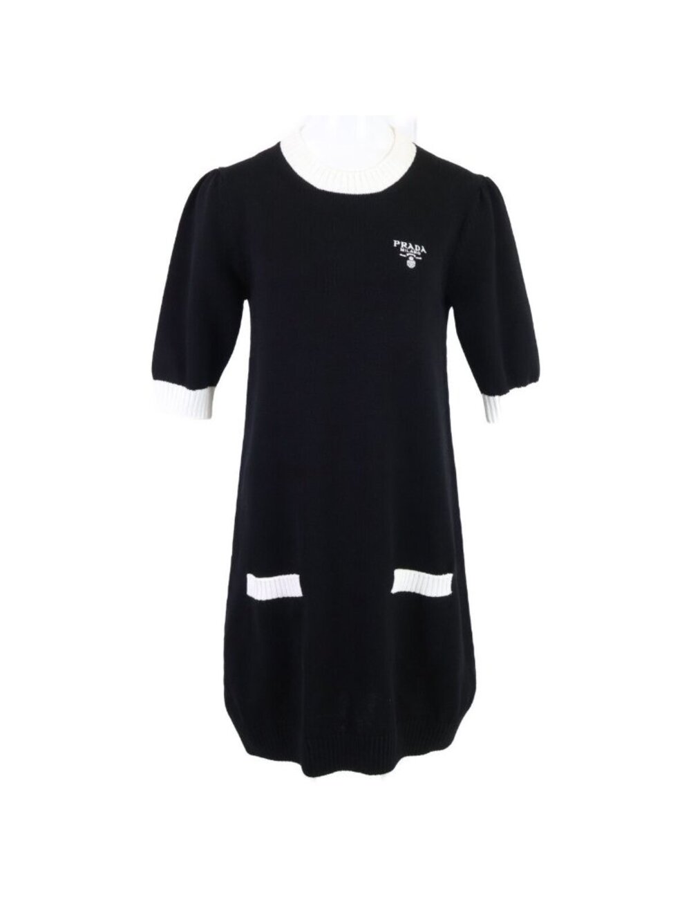 Prada Logo Embroidery Knit Dress 42